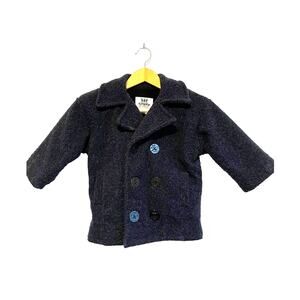 Corky & Company blue nautical pea coat fleece lined button anchor Size 4T